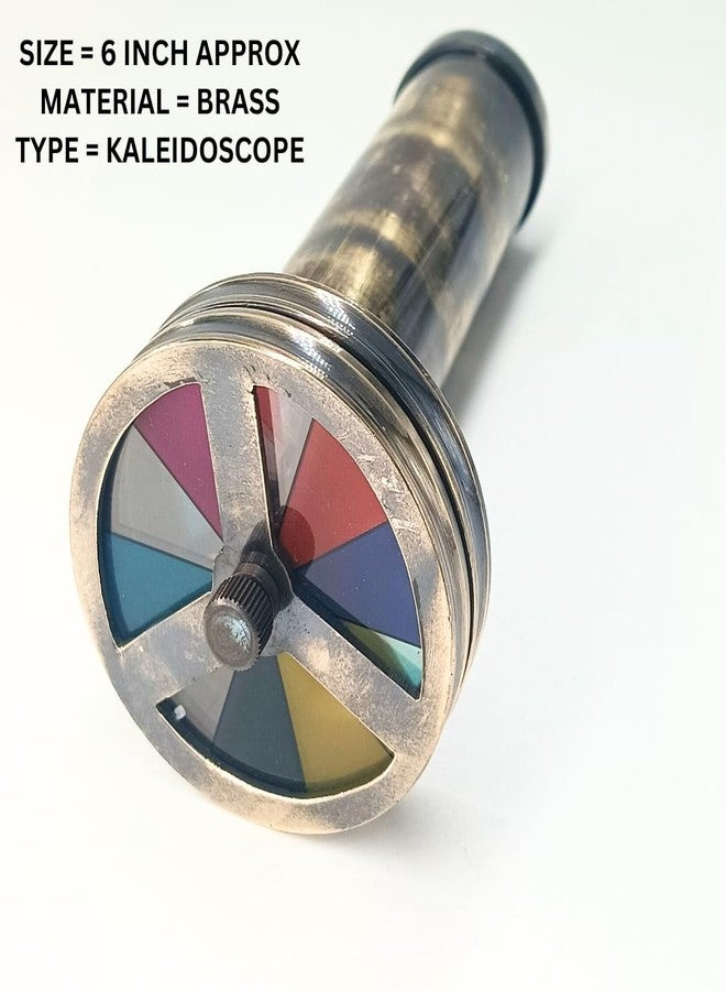 BAZROSS Handmade Brass Kaleidoscope Educational Gift | Vintage Collection Replica, Birthday, Every Occasion Gift for Adults and Kids - Brass Kaleidoscope with Double Wheel - (Pack of ONE) - Image 3